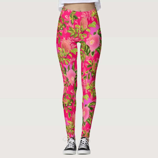 Leggings Pink rose hanche, rose rose sauvage hanche (Devant)