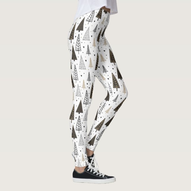 Leggings Pins tirés par la main d'or noir moderne (Droite)