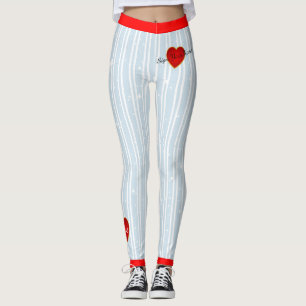 Leggings Pinstriped Signer Votre Nom Heart Blue(custom.)