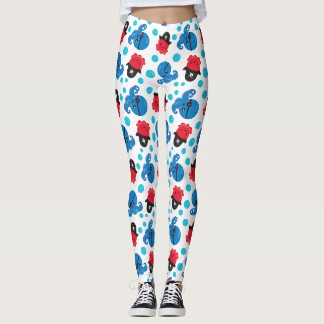 Leggings Pirate Octopus, Motif de pieuvre, Animaux de mer (Devant)