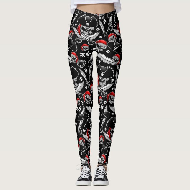 Leggings Pirate Skull avec Sabres croisés (Devant)