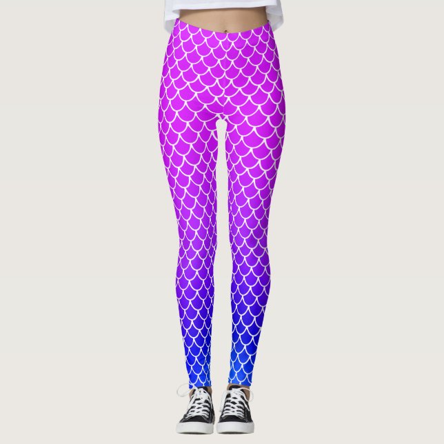 Leggings Piscine de sirènes à dégradé rose vif (Devant)