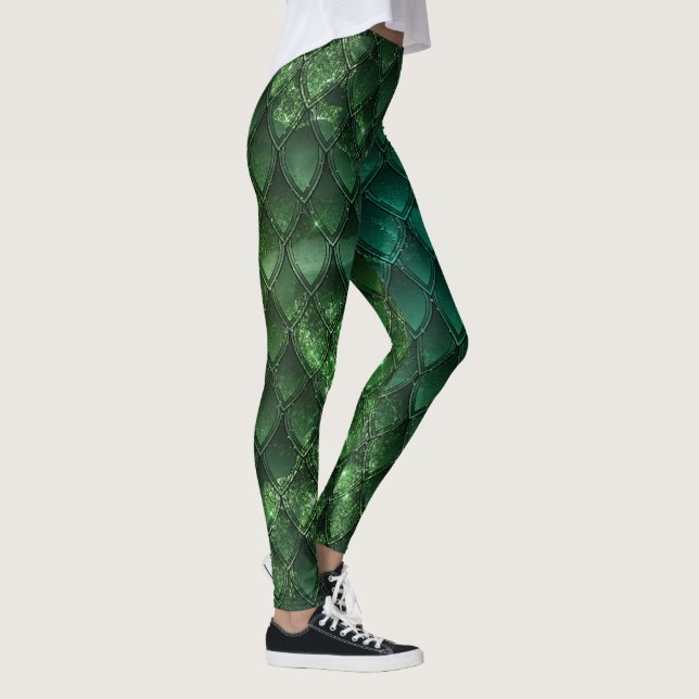Leggings Pistes de dragon à dégradé vert (Droite)