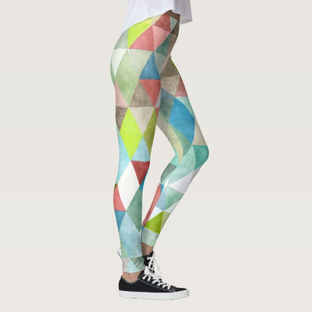 Leggings PixDezines Aquarelle Boho Géométrique/Triangles (Droite)