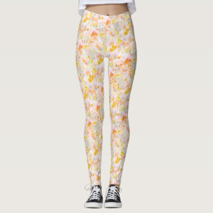 Leggings PixDezines H2 Fleurs de printemps Moutarde