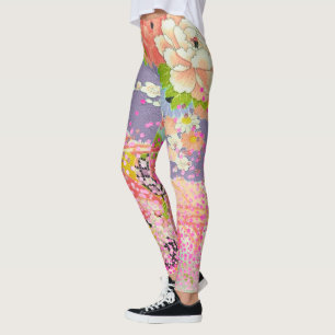 Leggings PixDezines Kimono/Pivoines/Cerisiers en fleurs
