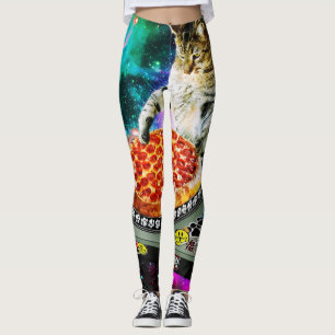 Leggings Pizza de chat du DJ de l'espace