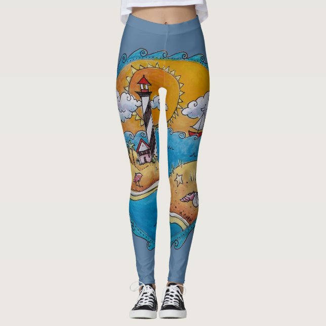 Leggings Plage d'été amusant soleil bord de mer côte (Devant)