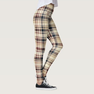 Leggings Plaid Beige Classique À damiers Motif Chic