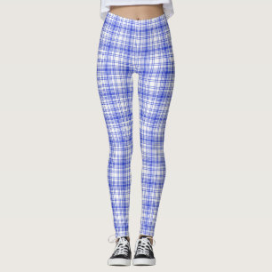 Leggings Plaid blanc bleu 2