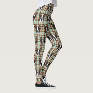 Leggings Plaid de tartan de chiot de Boston Terrier