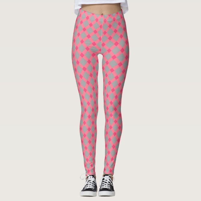 Leggings Plaid, gris et rose (Devant)