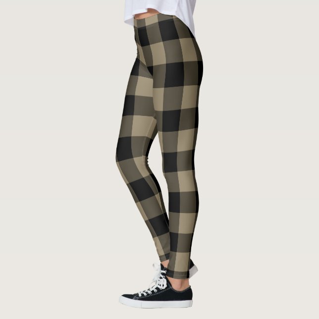 Leggings Plaid Noir Beige (Gauche)