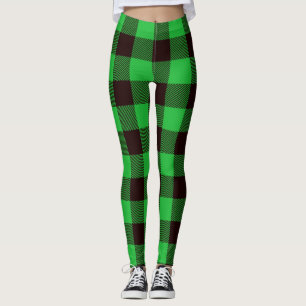 Leggings Plaid noir vert Buffalo
