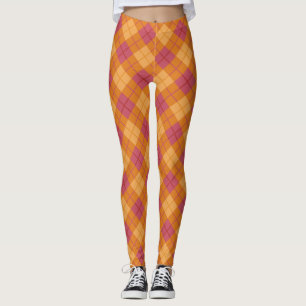Leggings Plaid polarisé dans l'orange et le rose