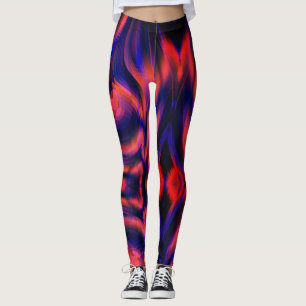 Leggings Plaid tordu d'orange à bleu foncé de style fractal