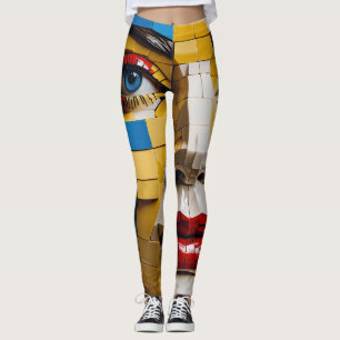 Leggings "Plan de l'humanité" - Un portrait cubiste