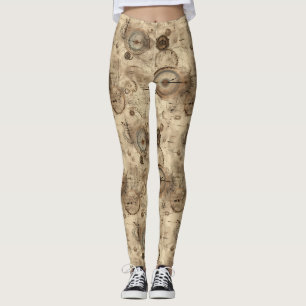 Leggings Plan mécanique rétro Brun sépia