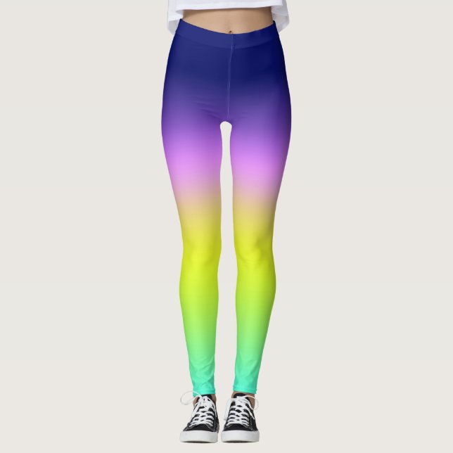 Leggings Planche de couleurs d'été Ombre violet jaune vert  (Devant)