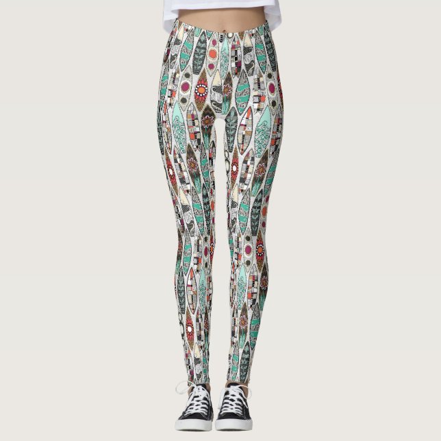 Leggings planches de surf blanc (Devant)