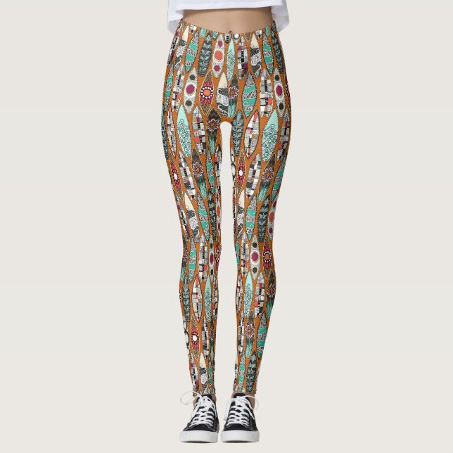 Leggings planches de surf orange (Devant)