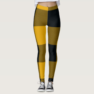 Leggings Plantation de buffles jaunes et noirs À damiers