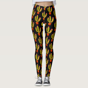 Leggings Plante cactus mignon en pot dessin sur toute l'imp