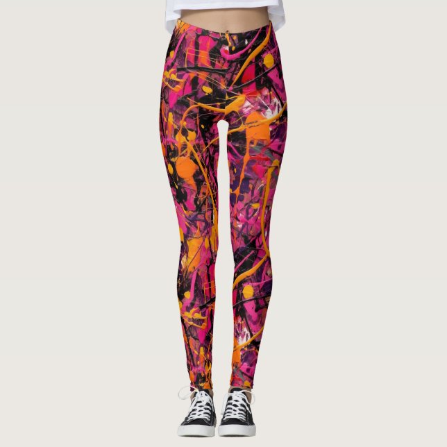 Leggings plaque de peinture Abstraite (Devant)