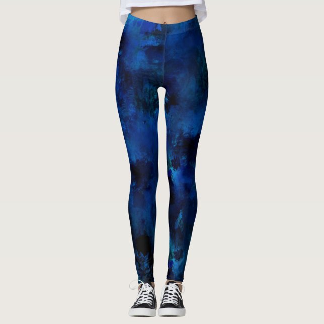 Leggings Plaque de peinture bleue #3 (Devant)