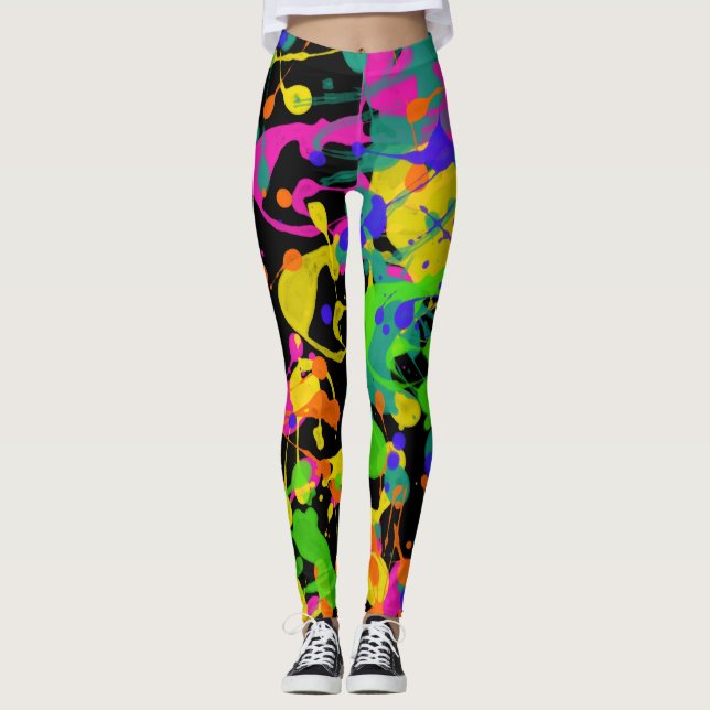 Leggings Plaques de peinture de lumière du Nord (Devant)