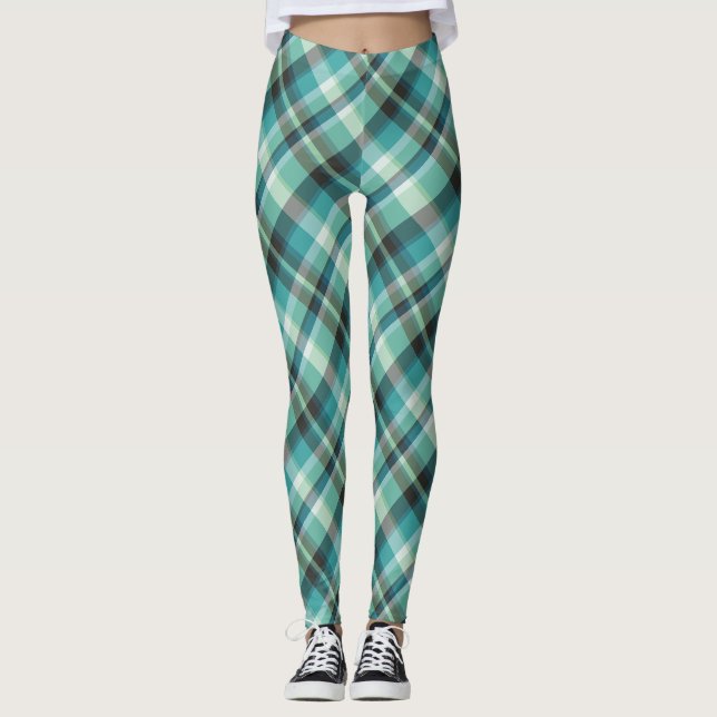 Leggings Plat bleu vert (Devant)