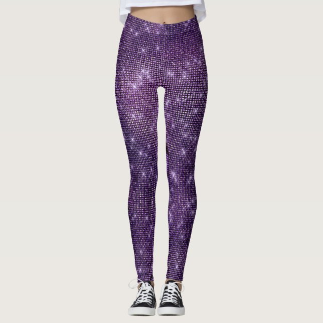 Leggings Plum Noir Violet Séquin Sparkly Froid Noir (Devant)
