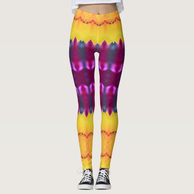 Leggings Plum Or Violet Et Turquoise (Devant)