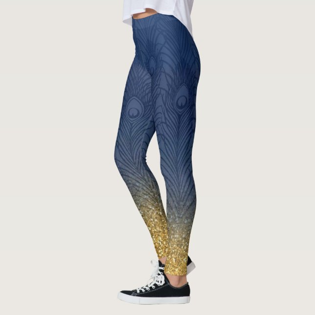 Leggings Plume de paon d'or de parties scintillantes de (Gauche)