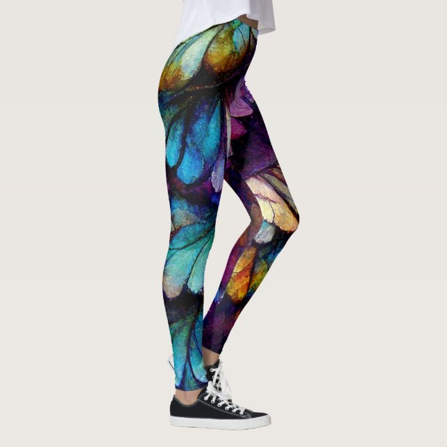 Leggings Plumes Arc-en-ciel fleuri Encre d'alcool (Droite)
