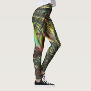 Leggings Plumes de paon croisées foncées