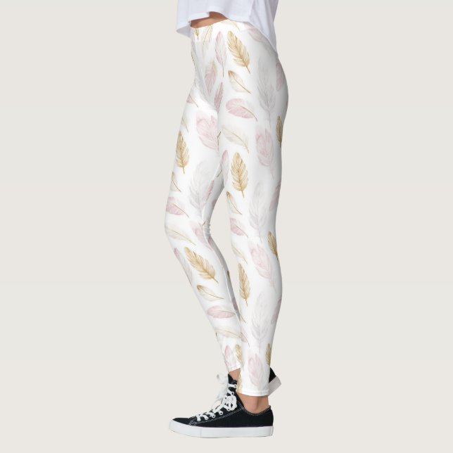 Leggings Plumes d'or rose (Gauche)