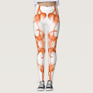 Leggings Plumes d'orange fumée sur blanc