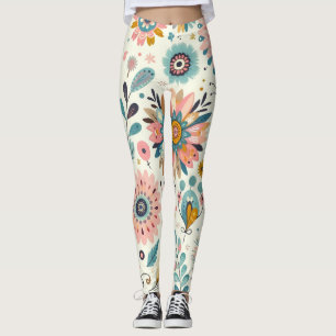 Leggings Plumes et fleurs de Bohême