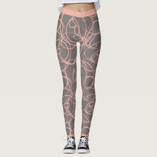 Leggings Plutôt gris avec des tourbillons roses pantalons d (Devant)