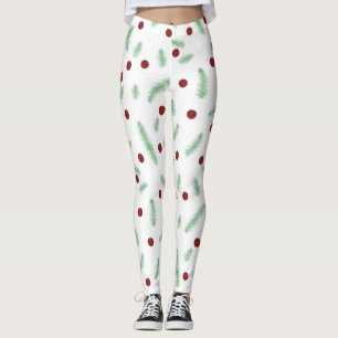 Leggings Pneuka mignonne point sapin de Noël Rouge Vert mot