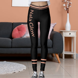 Leggings Poche personnalisée Noir rayé Animal de compagnie