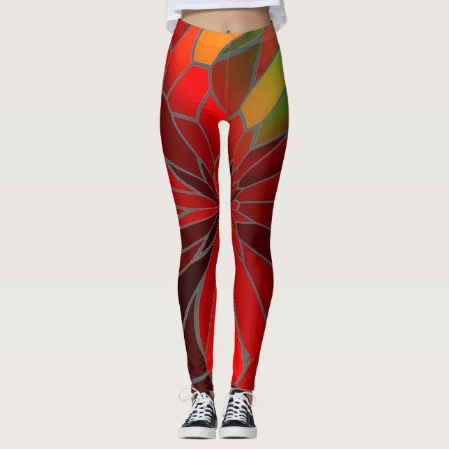 Leggings Poinsettia Abstraite (Devant)
