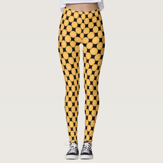 Leggings Point Polka Jaune élégant (Devant)