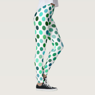 Leggings Point Polka vert et bleu