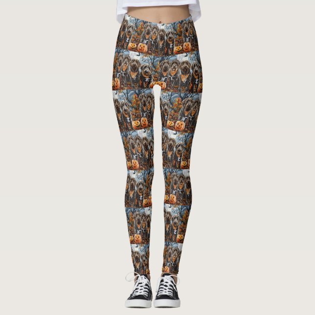Leggings Pointeur à poils durs Griffon Halloween Éffrayant (Devant)