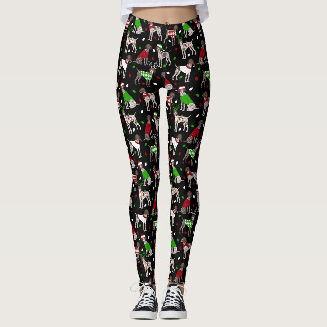 Leggings Pointeur court allemand de Noël (Devant)