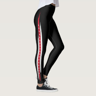 Leggings Points blancs rouges de mode de rayure à la mode