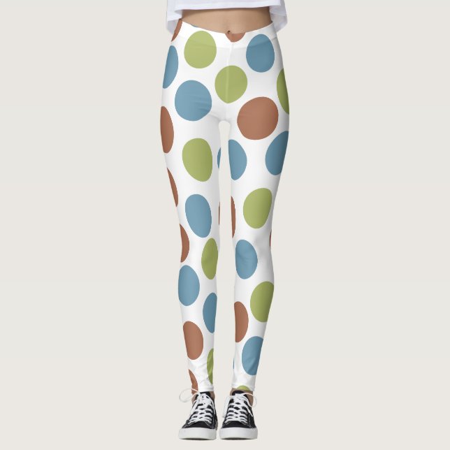 Leggings Points bleus, verts et Brown (Devant)