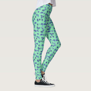 Leggings points bleus, violets et sarcelle clair